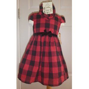 Plaid Red and Black Kids Casual Dress
